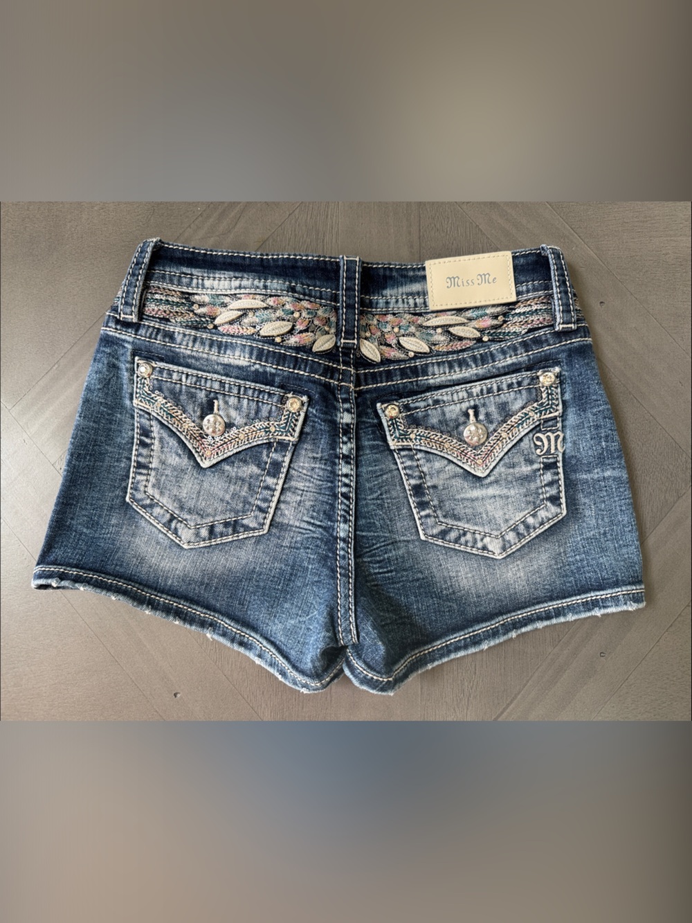 Miss Me Blue Washed Denim Jean Shorts - Picture 2 of 2